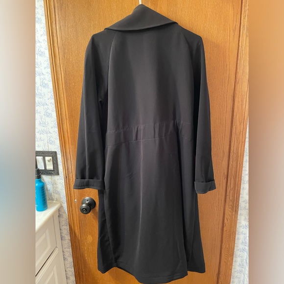 London Fog Black DB Trench Coat Silver Hardware L Women New Heritage Mod XL - Picture 6 of 8